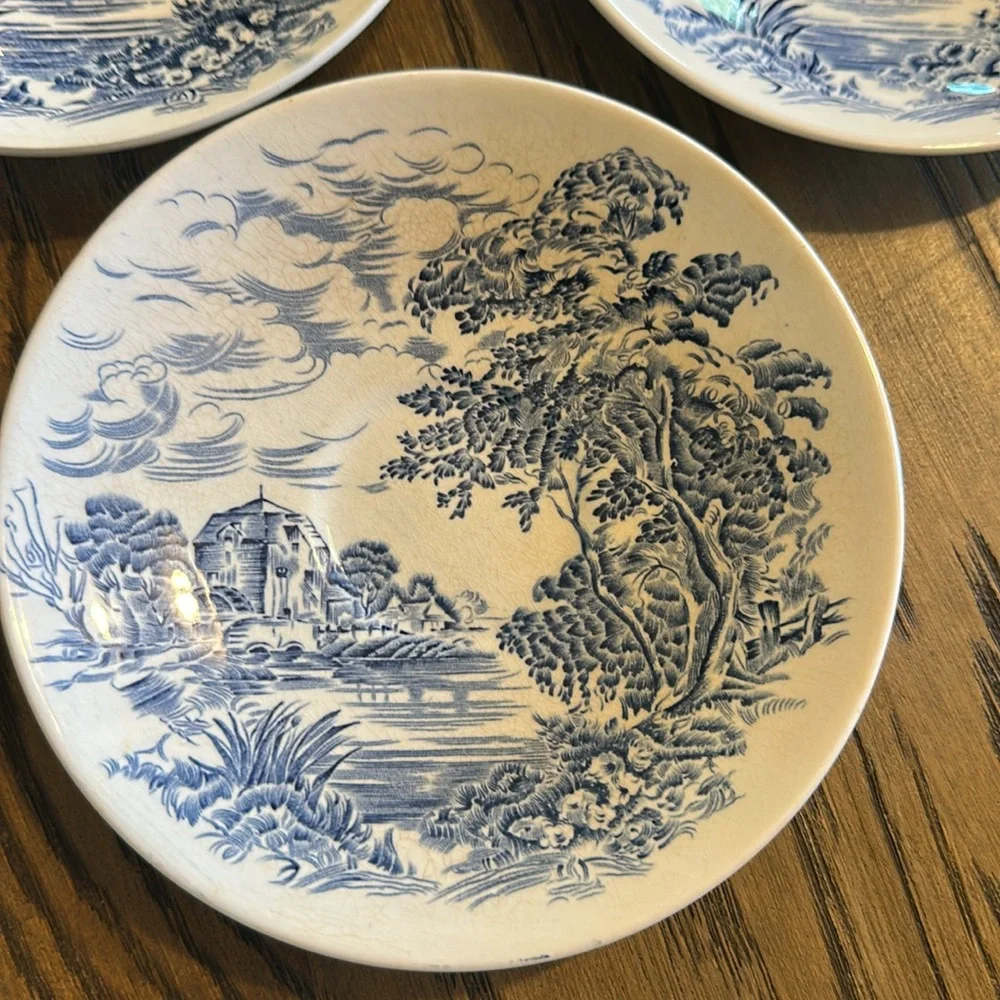 3 Wedgewood Countryside Blue White cup Saucer Wedgwood English Country